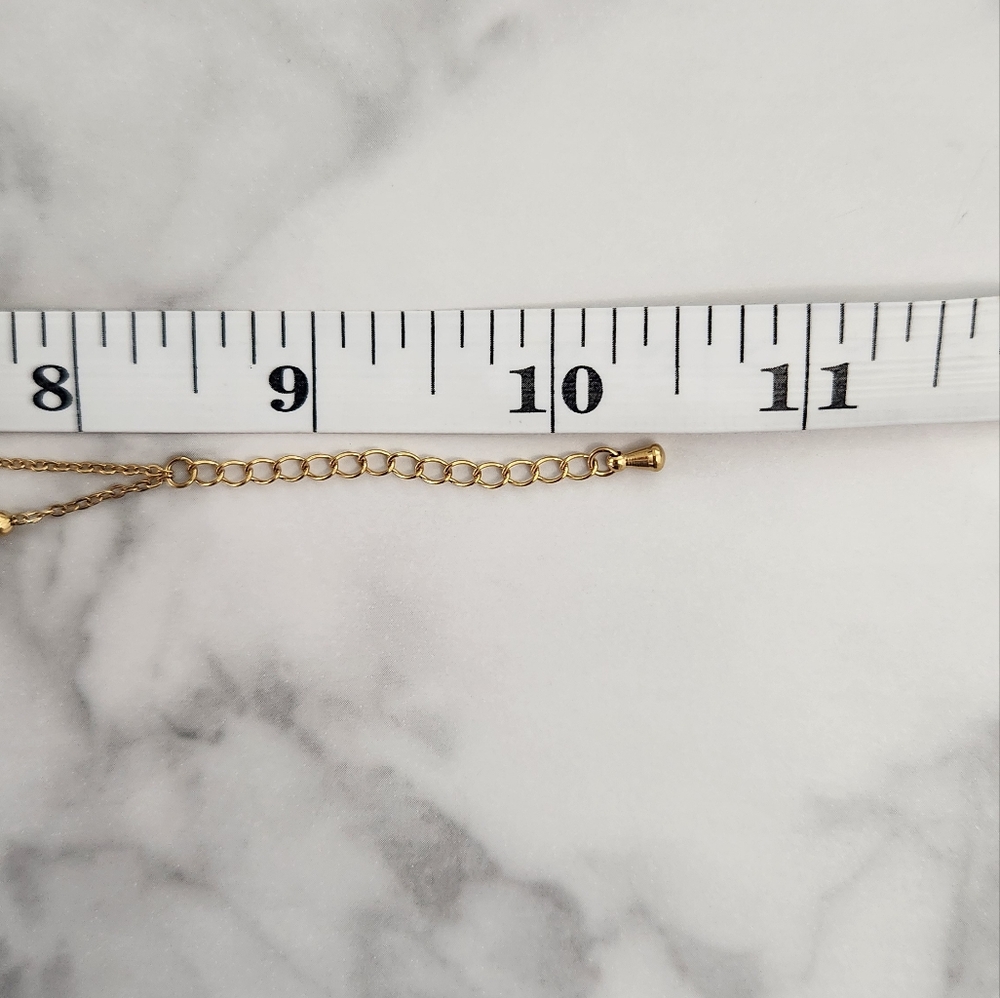 Gold Double Chain Anklet Dainty Crystals Butterfly Heart Charm Ankle Bracelet - Picture 14 of 14